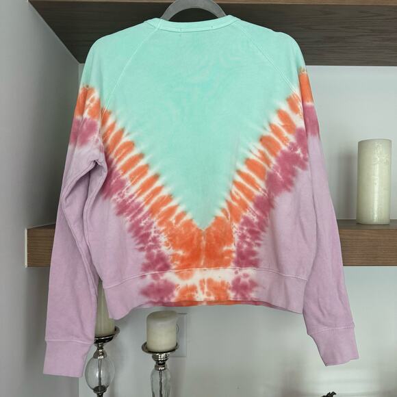 Daydreamer x Free People Tie Dye Varsity Crew Sweatshirt in Mint Combo - Picture 4 of 7